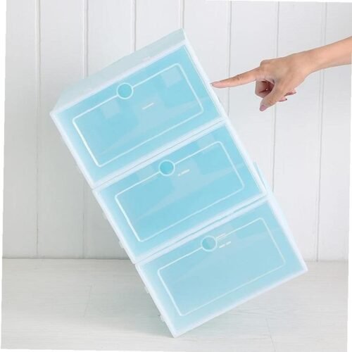 1pc Plastic Foldable Shoes Box Transparent Storage Shoe Case Home Tidy Shoebox for Men and Ladies