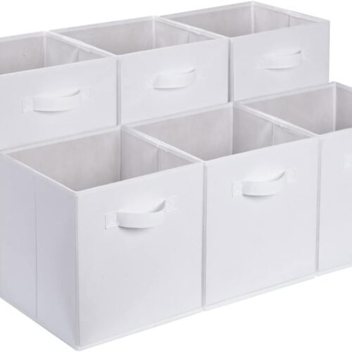 Collapsible Fabric Storage Cubes Organizer with Handles, Sturdy Storage Bins, 10.5-x-10.5-x-11-inch, 6-Pack