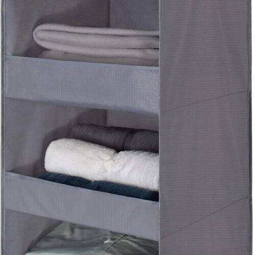 3-Shelf Hanging Closet Organizer and Storage, Collapsible Hanging Closet Shelves, Hanging Organizer for Closet & RV, 29 H X 12 W X 12 D, 1-Pack