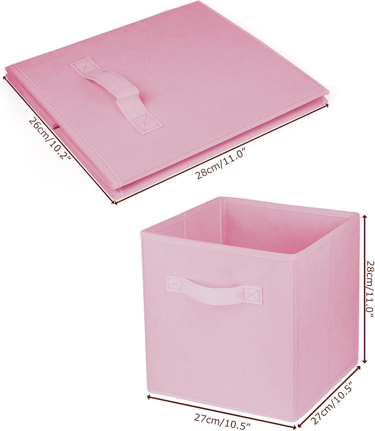 2 Pcs Storage Cubes, 10.5 Inch Collapsible Storage Bins, Fabric Foldable Bins for Organization, Durable Storage Bins for Closet, Shelves, Offices - Image 2