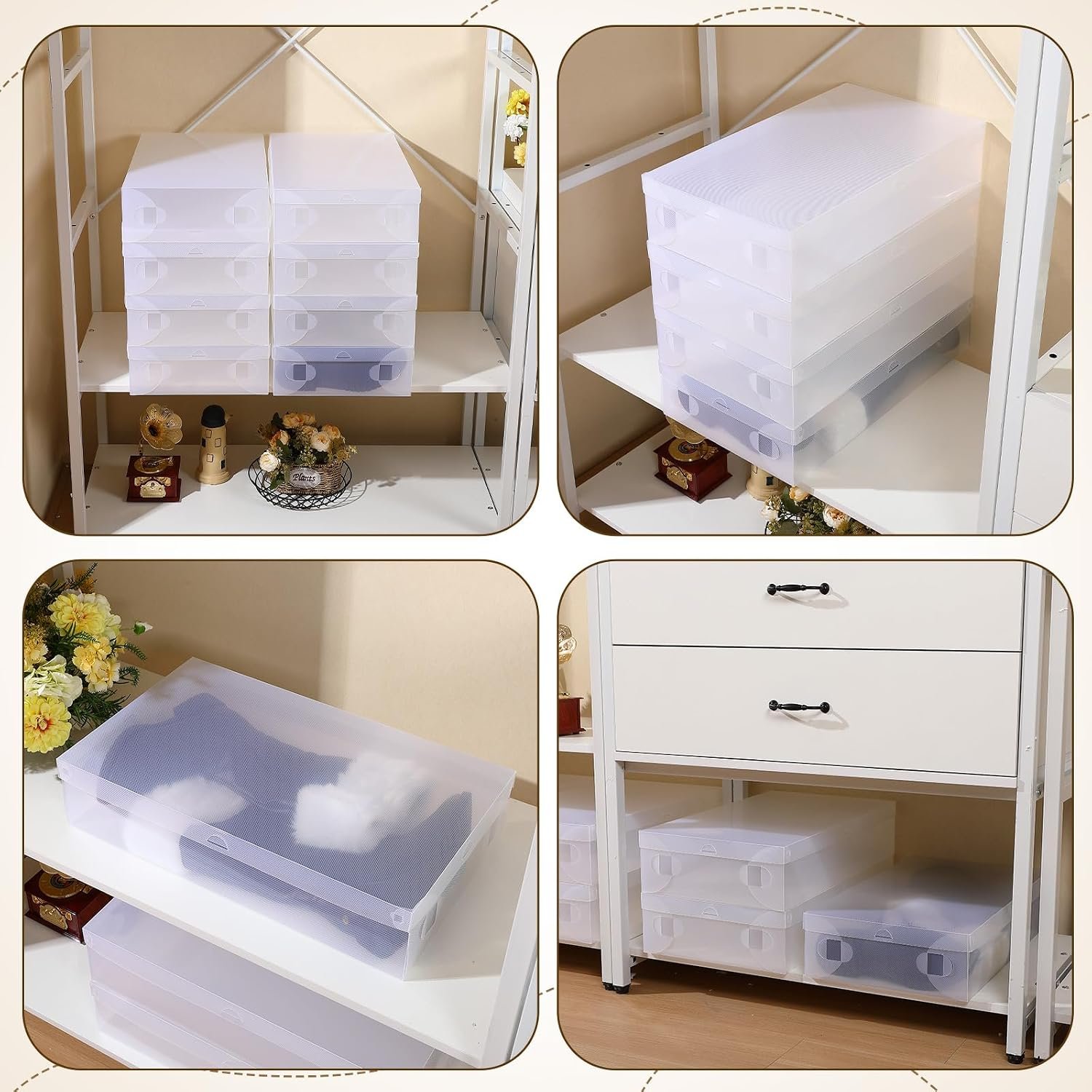 12 Pack Large Boot Storage Boxes with Lids for Tall Boots Stackable Clear Plastic Shoe Organizer Container Space-saving Shoe Storage Box for Sneakers and High Heels - Image 2