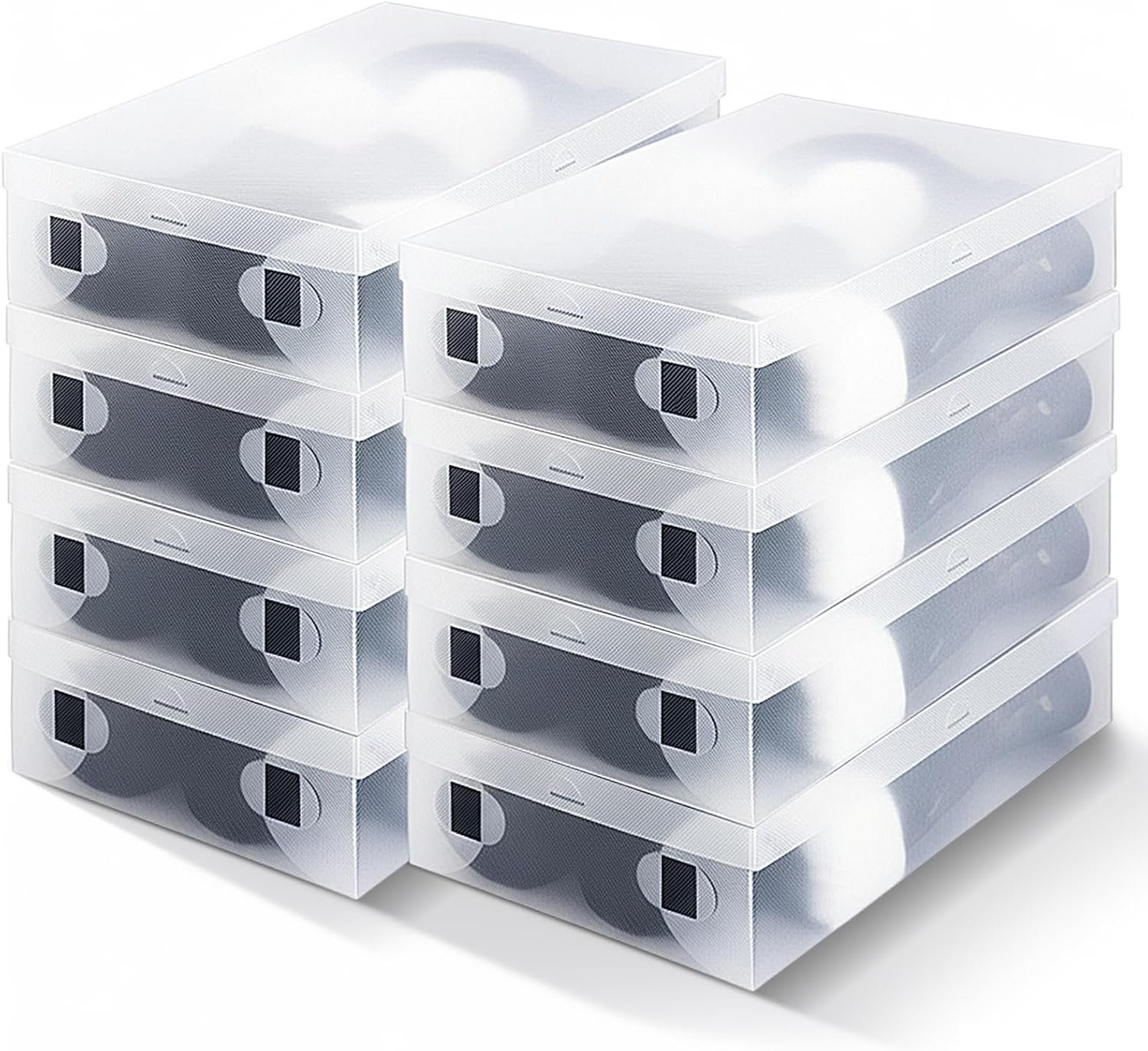 8 Pack Large Boot Storage Boxes with Lids for Tall Boots Stackable Clear Plastic Shoe Organizer Container Space-saving Shoe Storage Box for Sneakers and High Heels