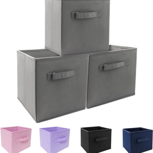 Mini Size 3-Pack Cube Storage Bins 9.0x7.5x7.5 Fabirc Foldable Closet Toy Organizer Collapsible Cloth