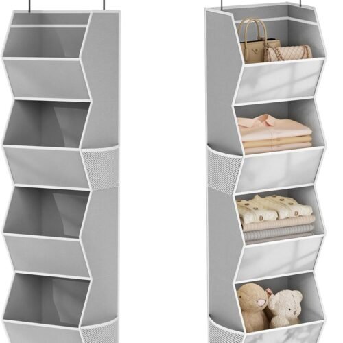 Hanging Closet Organizer 4 Shelf Collapsible Bedroom Closet Organizers and Storage Hanging with Mesh Pockets for Clothes, Fabric Hanging Storage Bins for Wardrobe Closet Organization and Storage