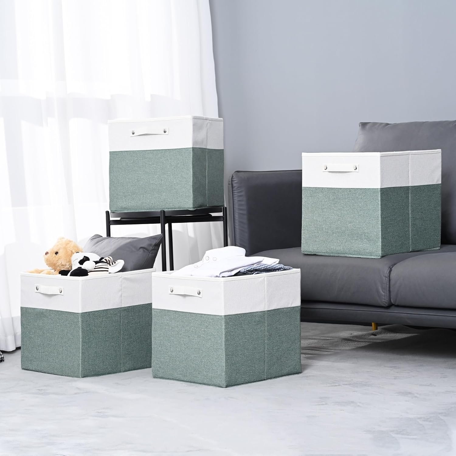 Linen Storage Cube Basket with Handles