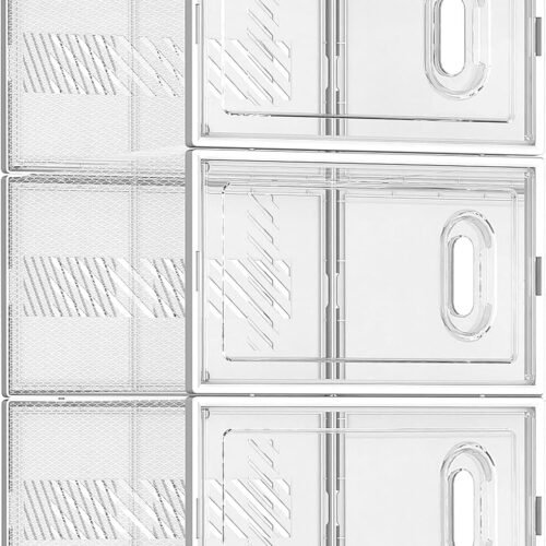 3 Pack Stackable Shoe Storage Boxes Fit Size 9, Thickened Clear Shoe Box Bins with Lids, Plastic Foldable Shoe Rack Organizer Sneaker Storage Containers