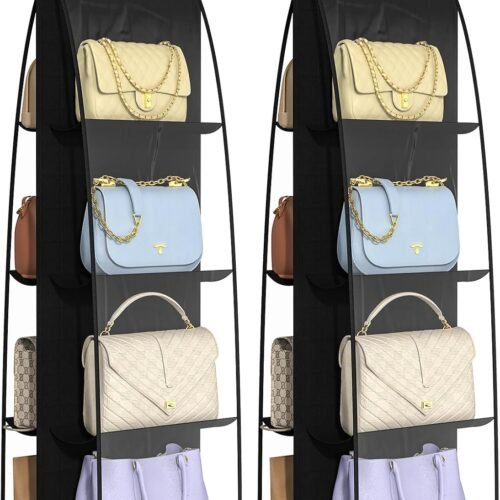 2 Packs 8 Pockets Handbag Hanging Purse Organizer for Closet, Purse Storage, Purse Hanger and Handbag Organizer for Space Saving