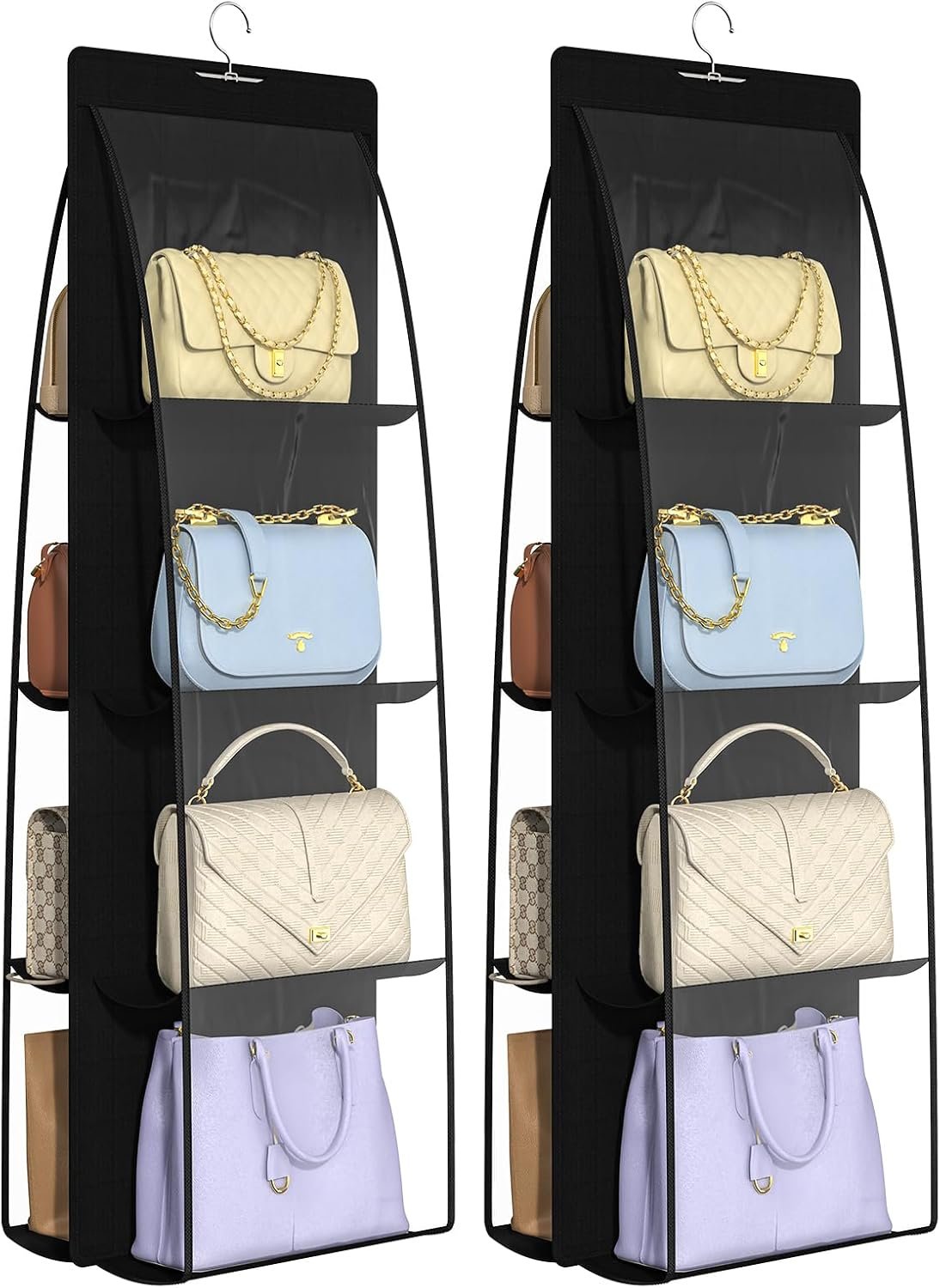 2 Packs 8 Pockets Handbag Hanging Purse Organizer for Closet, Purse Storage, Purse Hanger and Handbag Organizer for Space Saving