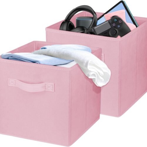 2 Pcs Storage Cubes, 10.5 Inch Collapsible Storage Bins, Fabric Foldable Bins for Organization, Durable Storage Bins for Closet, Shelves, Offices