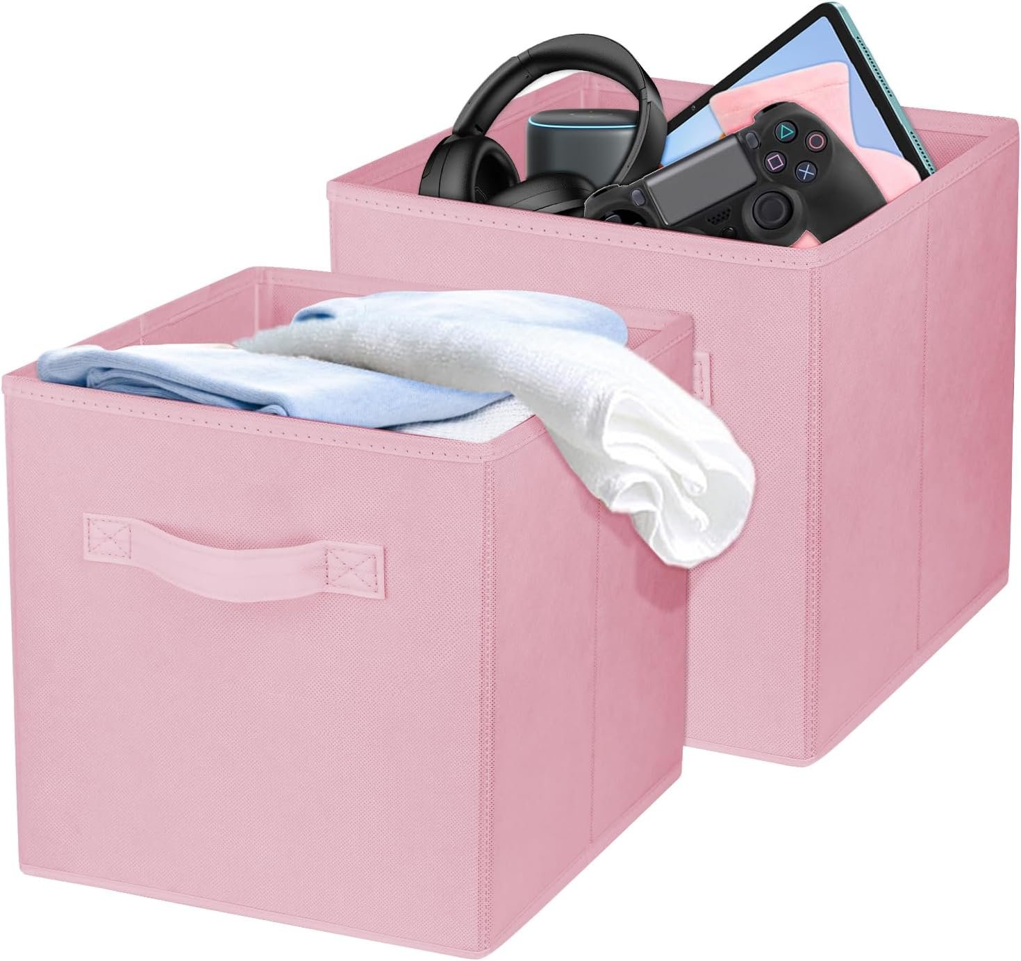 2 Pcs Storage Cubes, 10.5 Inch Collapsible Storage Bins, Fabric Foldable Bins for Organization, Durable Storage Bins for Closet, Shelves, Offices