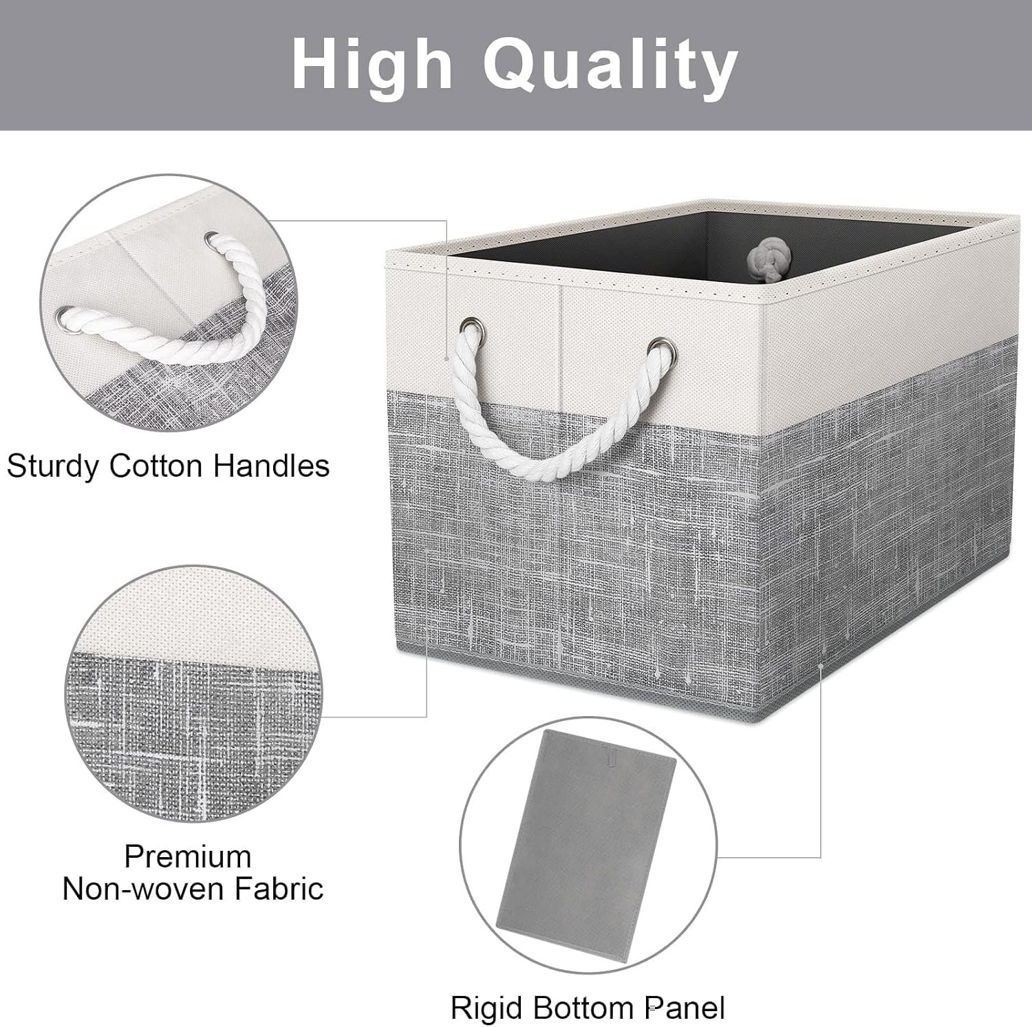 Storage Bins 3-Pack, Foldable Storage Baskets for Organizing Toys, Books, Shelves, Closet, Large Storage Box with Rope Handles, Sturdy Organizer Bins - Image 2