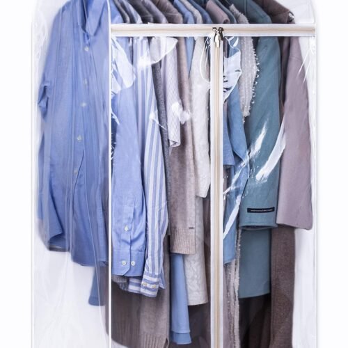 43 Hanging Garment Bags for Closet Storage Large Clear Window Hanging Clothes Storage Garment Rack Cover Coat Protector for Suit, Wardrobe, Bottom Enclosed