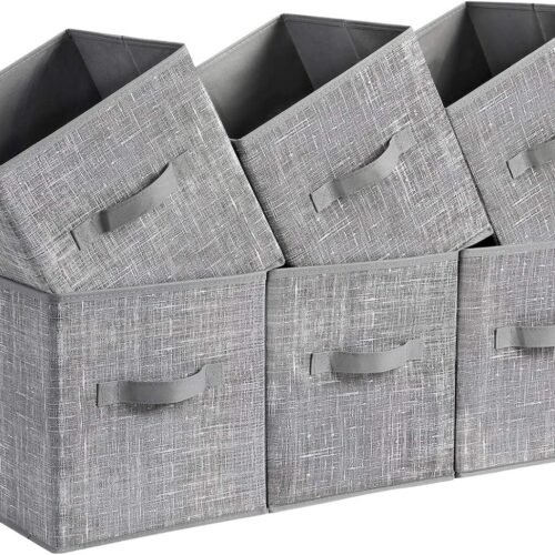 Storage Cubes, 11-Inch Non-Woven Fabric Bins with Double Handles, Set of 6, Closet Organizers for Shelves, Foldable, for Clothes