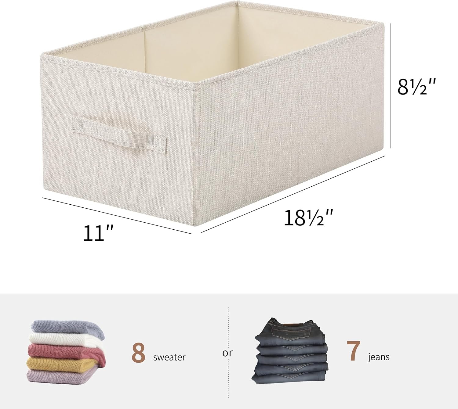 Linen Folding Storage Bins, 3 Pack Large Storage Baskets, Washable, Clothing Storage Bins with Handle, Closet Organizer for Storage Sweater,Sheets - Image 2