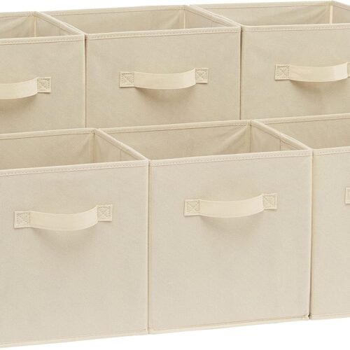 Collapsible Fabric Storage Cubes Organizer with Handles, Sturdy Storage Bins for Organization, 10.5 x 10.5 x 11, 6-Pack
