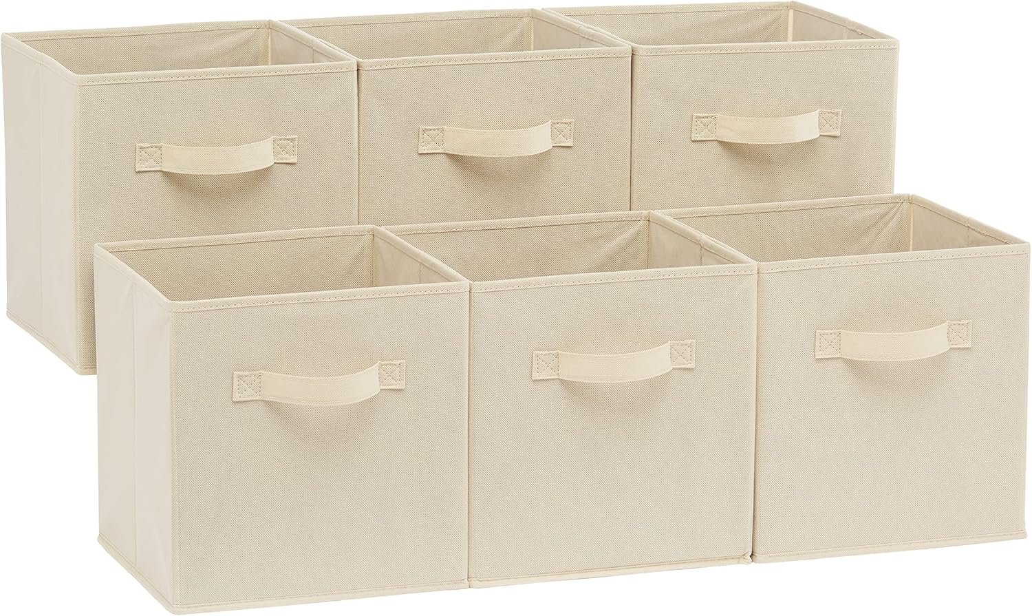 Collapsible Fabric Storage Cubes Organizer with Handles, Sturdy Storage Bins for Organization, 10.5 x 10.5 x 11, 6-Pack